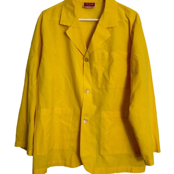Vintage Lot 3 Texas Uniform Lab Coats Mens Size Medium Green Yellow Tan USA - Picture 6 of 12